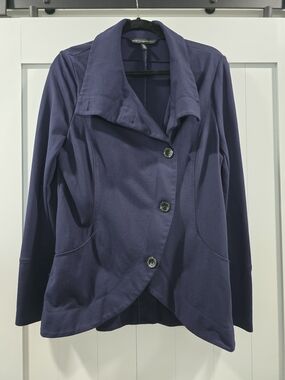 White House Black Market Navy Button-Front Blazer